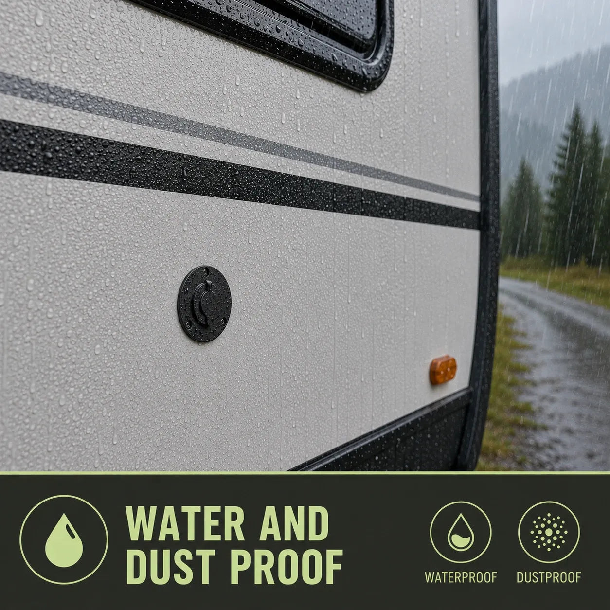 DC waterproof boosted caravan and canopy power outlet for Starlink Mini installations