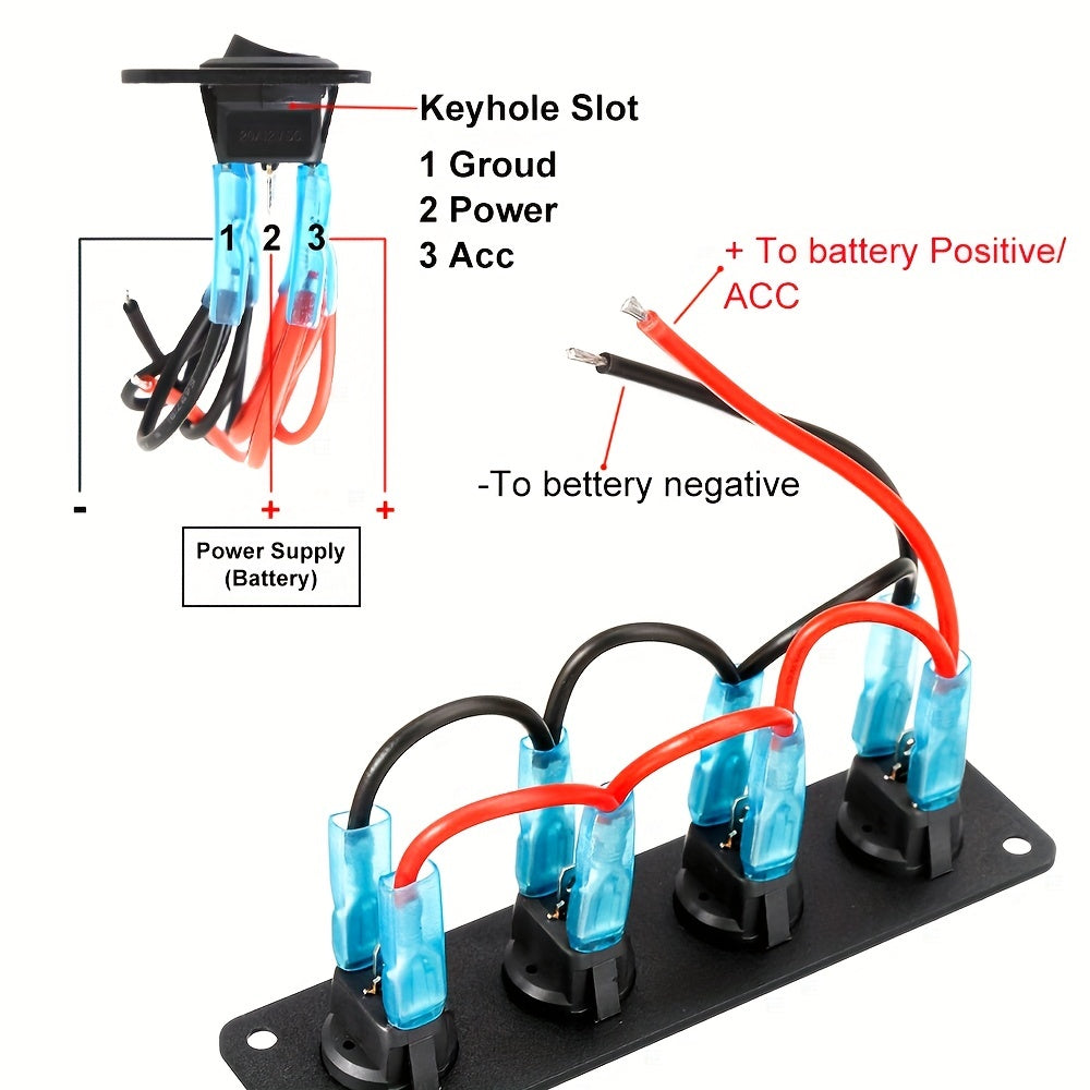 3 Switch Panel Blue LED