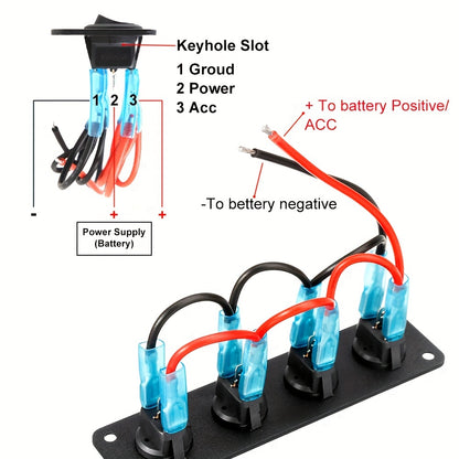 4 Switch Panel Blue LED