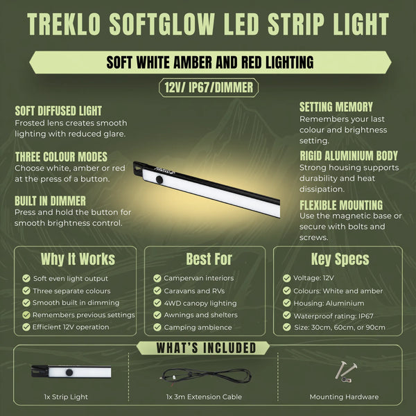 Rigid LED strip light with soft even light for touring vehicle interiors