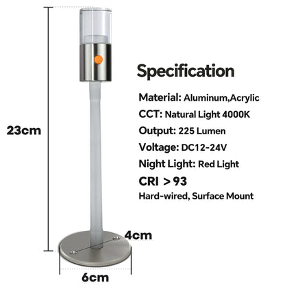 aluminum reading light pair shown side by side