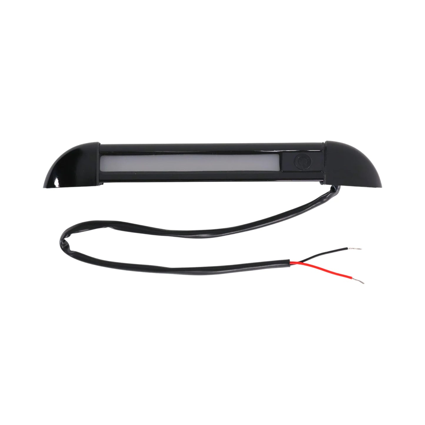 black dimmable exterior LED light glowing during test