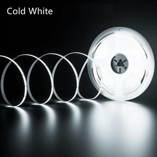dotless cool white LED strip glowing evenly
