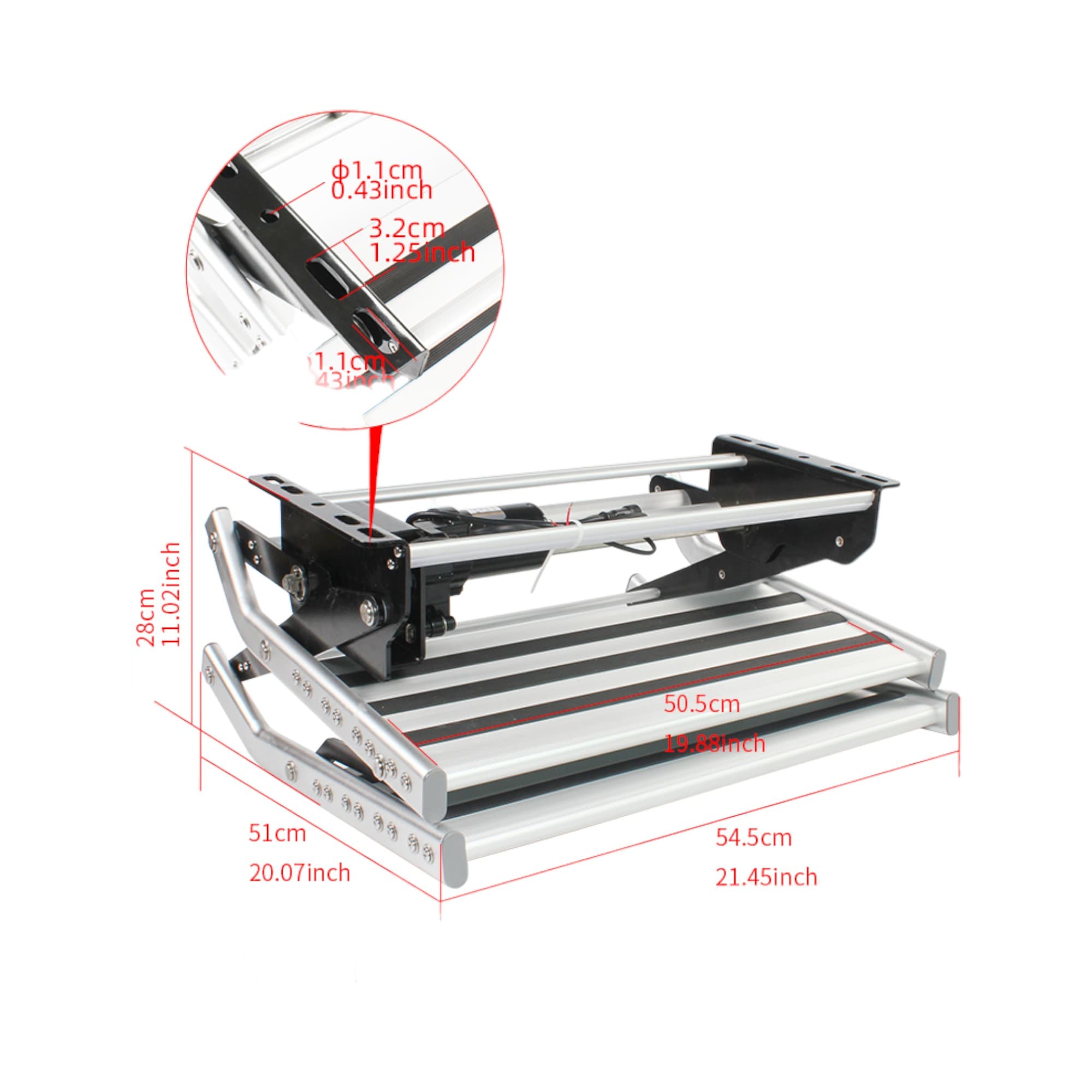 Black Double Electric Caravan Step | 12V Motorised RV Step with LED ...