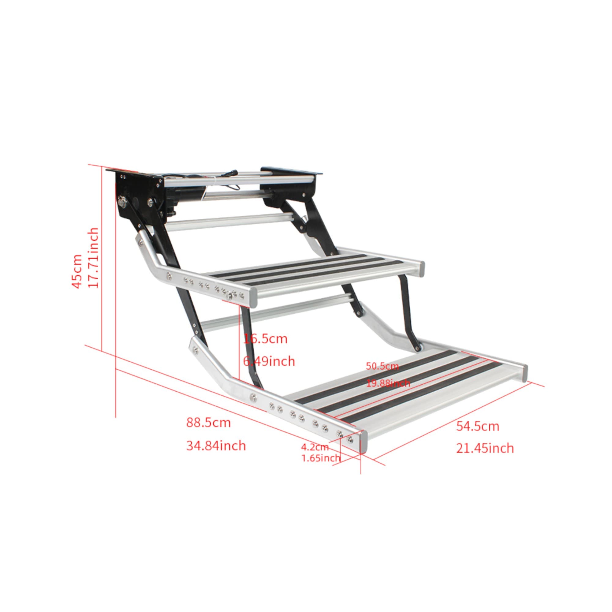 Black Double Electric Caravan Step | 12V Motorised RV Step with LED ...