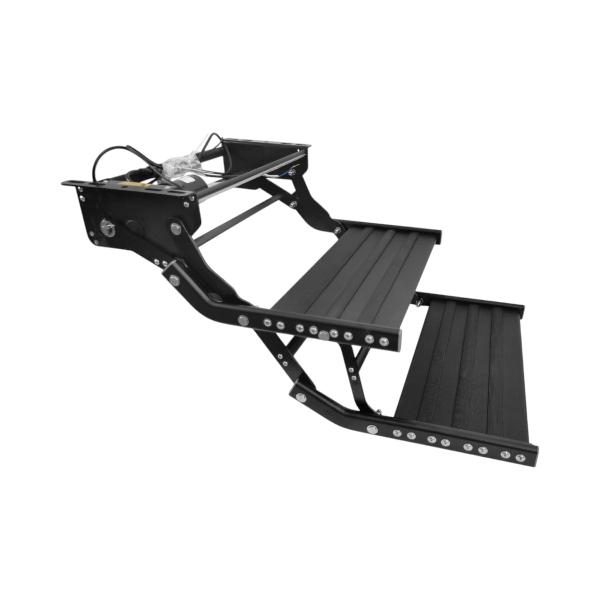 Black Double Electric Caravan Step | 12V Motorised RV Step with LED ...