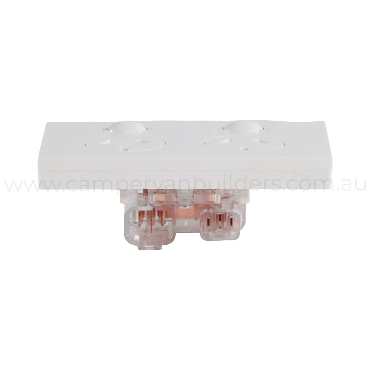 white dual 240v gpo outlet for rv electrical upgrades and fitouts