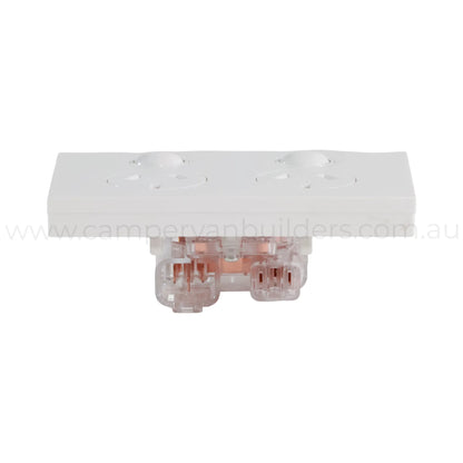 white dual 240v gpo outlet for rv electrical upgrades and fitouts