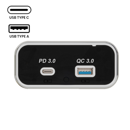 recessed dual usb a and c charging socket for campervans