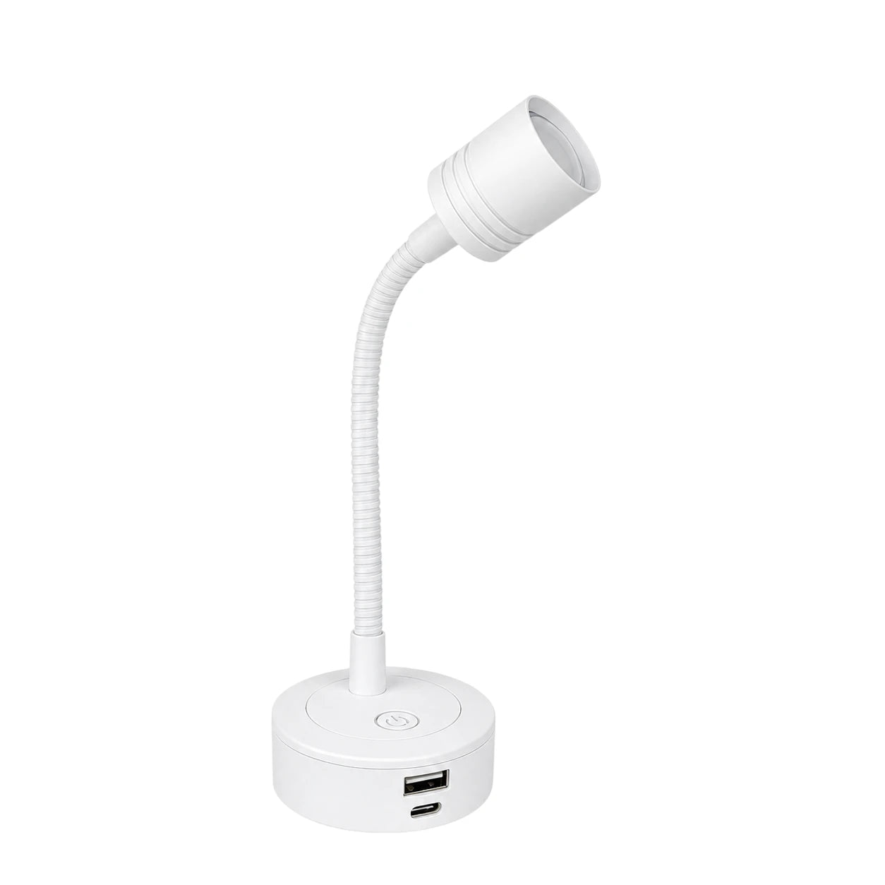 Dimmable white reading lights with integrated USB charging for caravan bedrooms and lounges