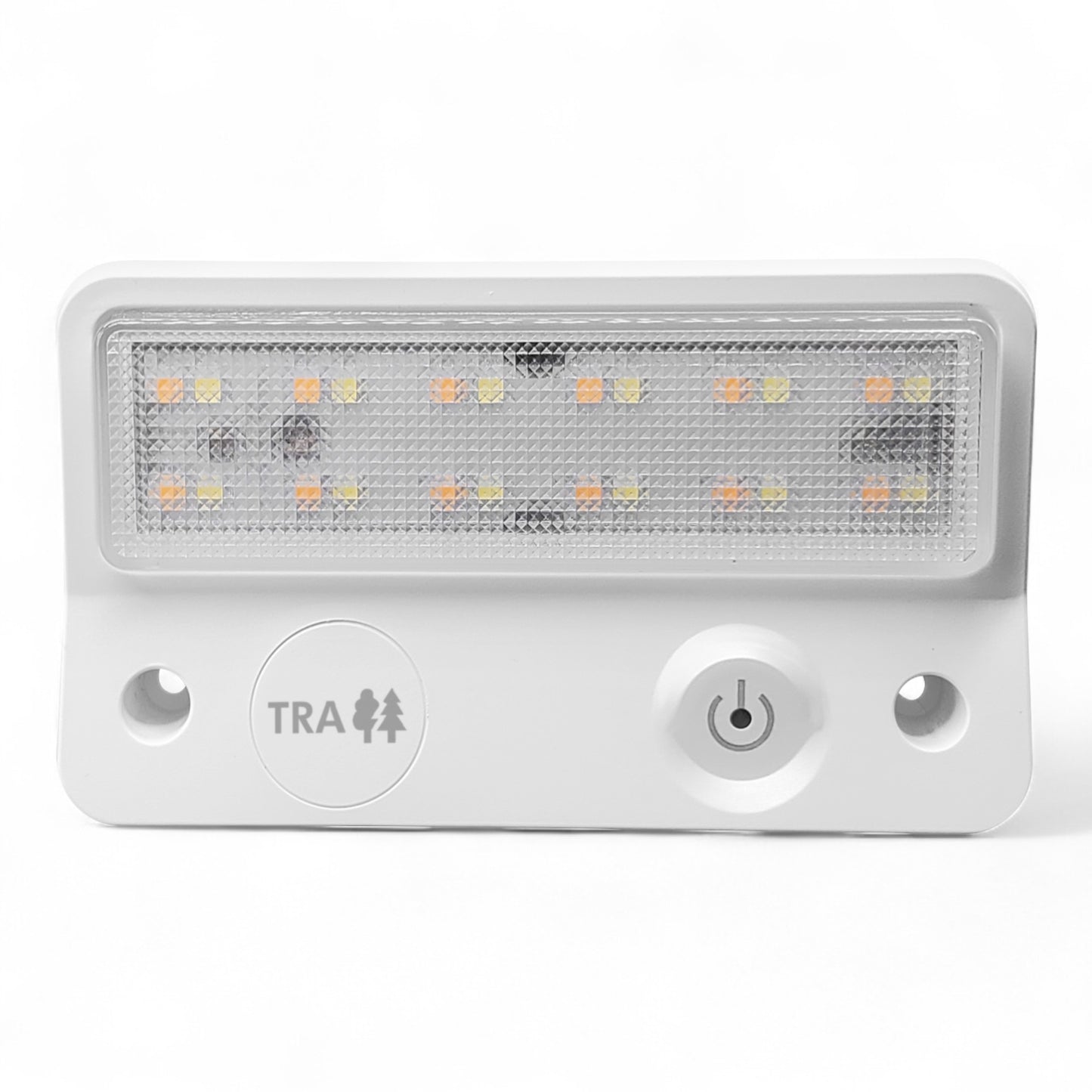 dual amber white LED awning light in white housing