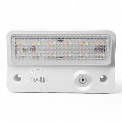 dual amber white LED awning light in white housing