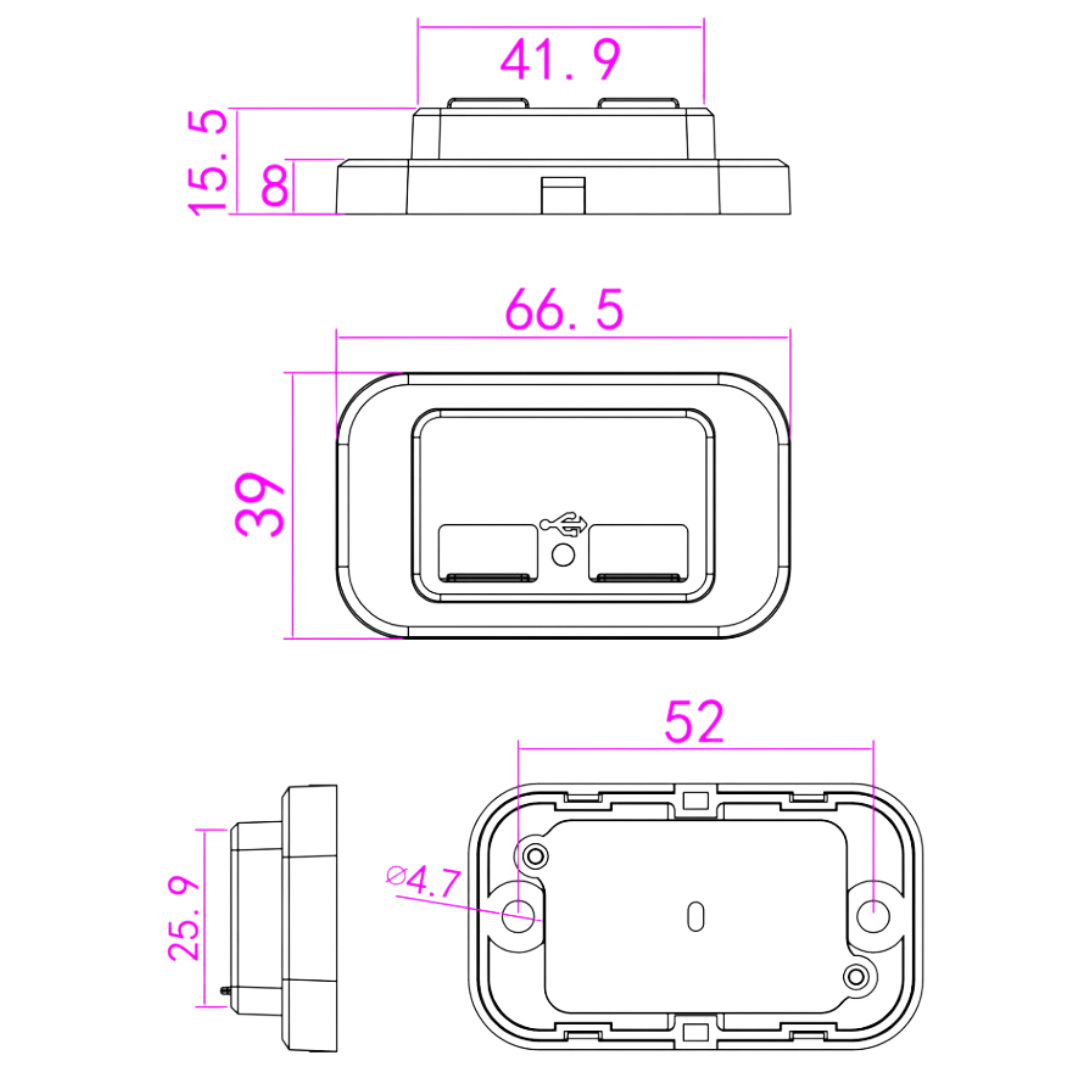 reliable surface mount dual usb charger for vans
