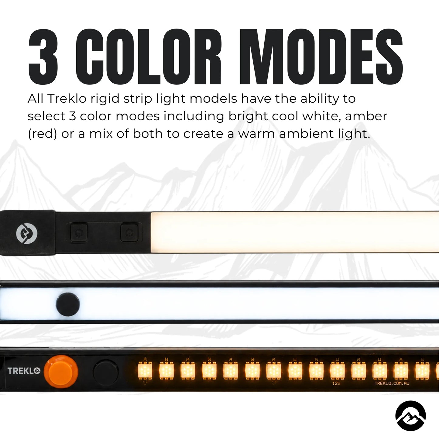 Treklo all models of rigid LED strip light for caravan, campervan, RV, marine, and off grid applications