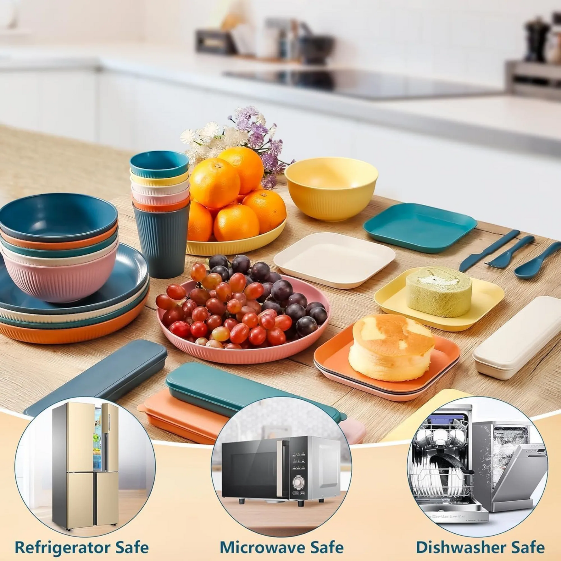 Kitchen Camping Wheat Straw Dinnerware Set 32pc – Campervan Builders