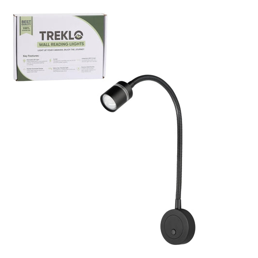 Evo LED reading light with USB C charging and dimming for caravan interiors