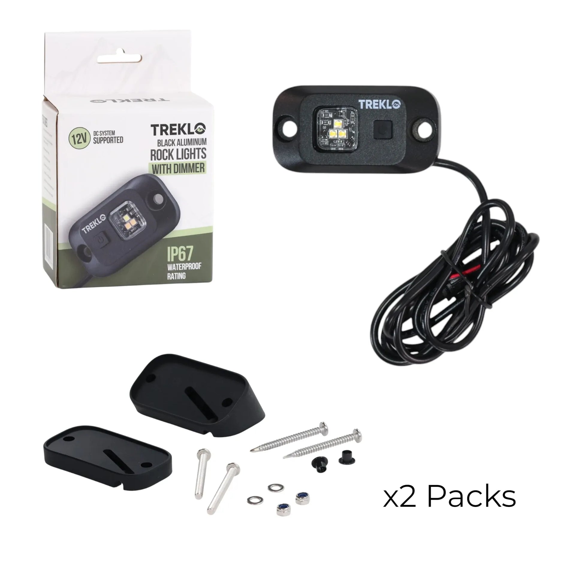Exterior rock lights with dimmer for touring vehicles and trailers