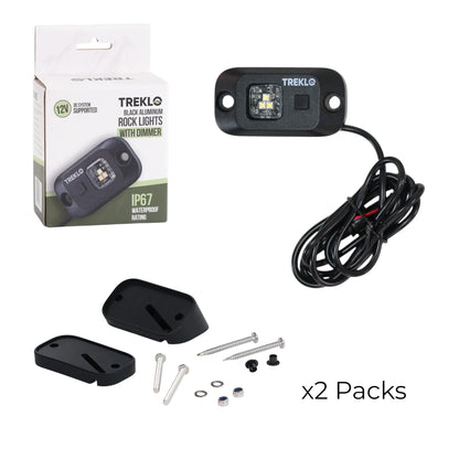 Exterior rock lights with dimmer for touring vehicles and trailers