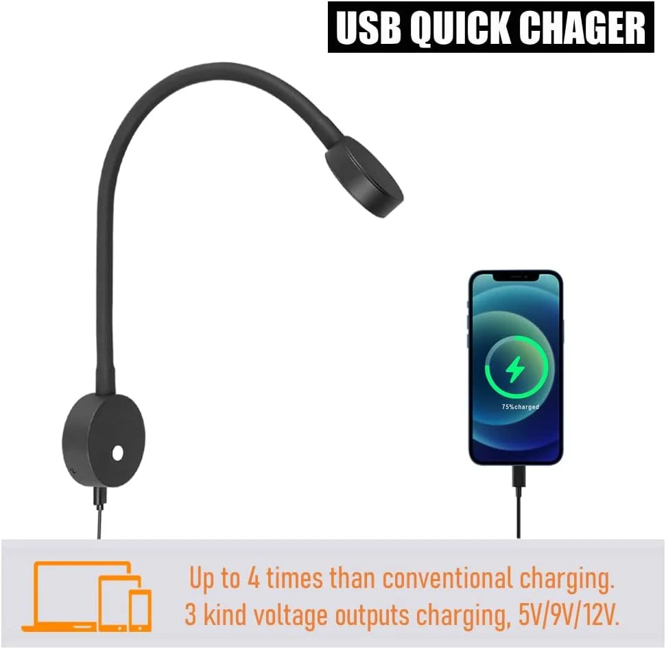 compact LED reading light with flat flex design