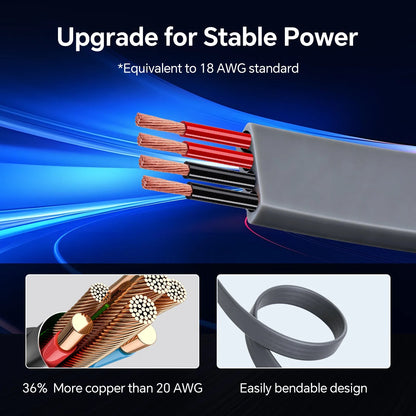 Flat Starlink Mini cigarette plug power lead for portable internet setups while touring