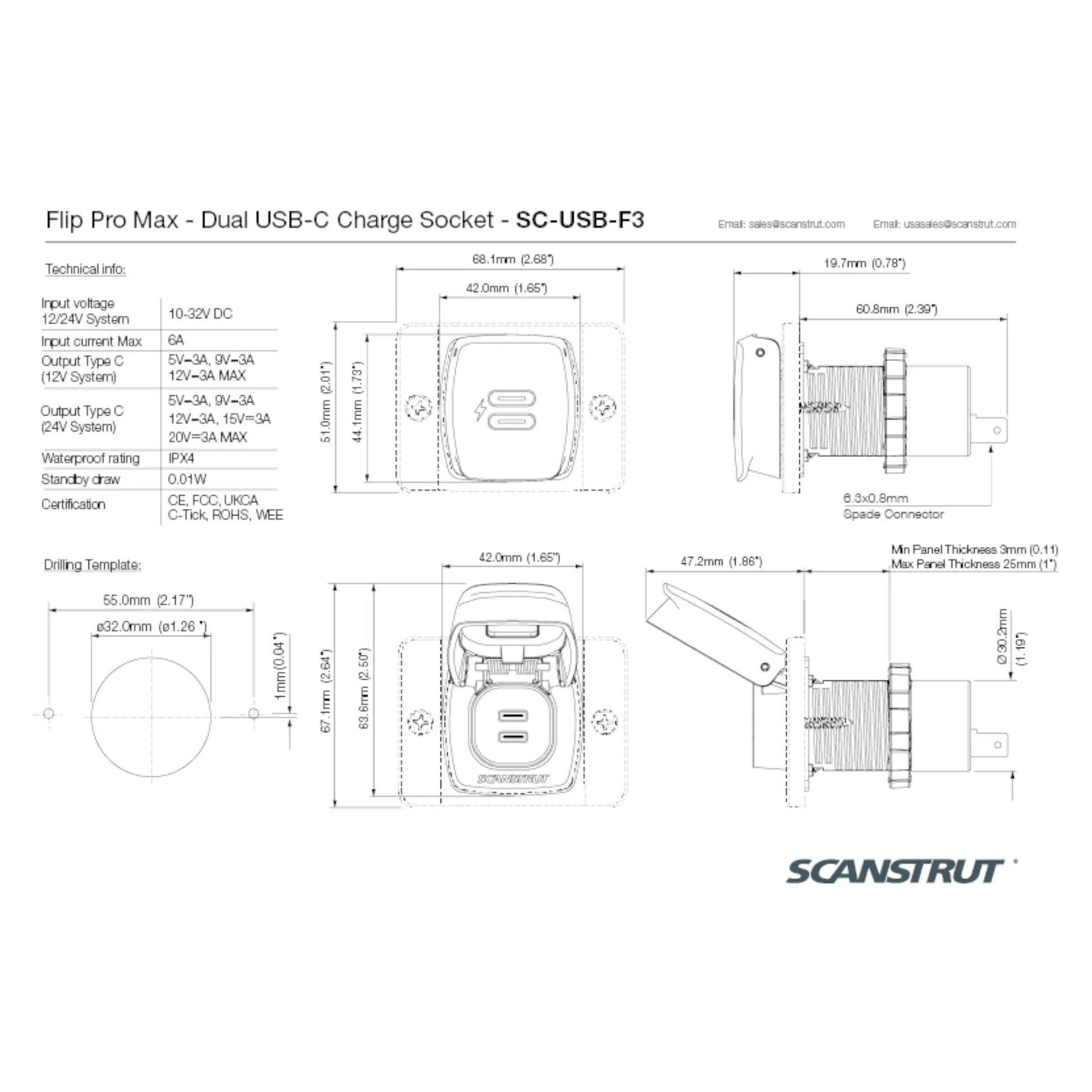 flip pro max dual usb c charger for campervan installations