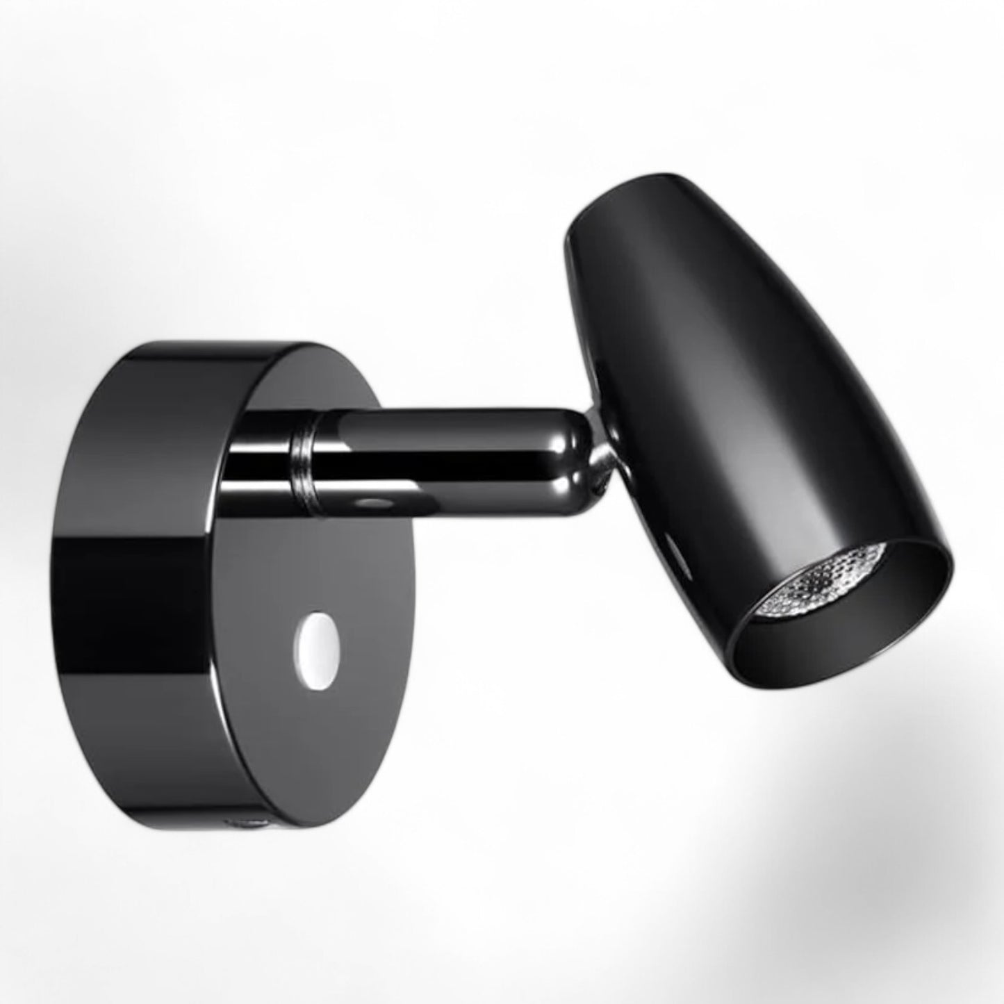 compact reading spotlight in gloss black finish