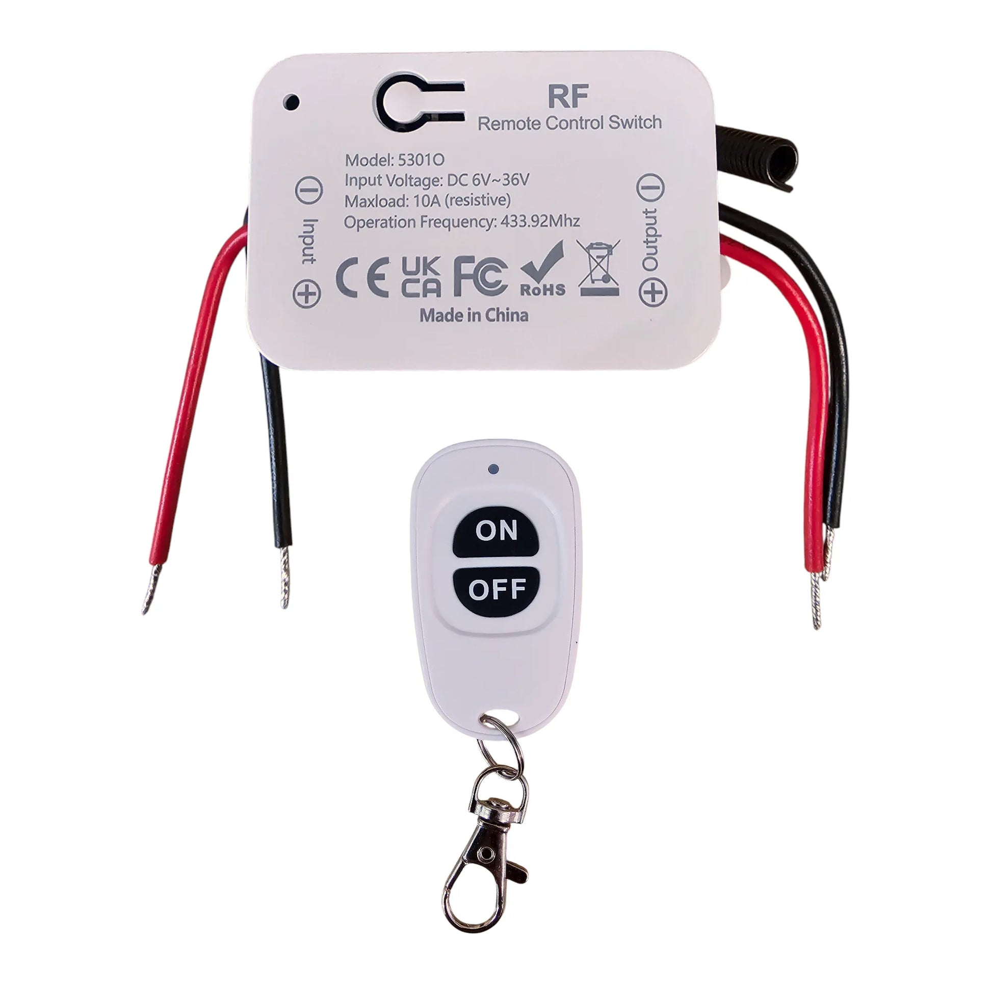 hardwired wireless rf relay control module 6–36v dc for campervan accessory switching