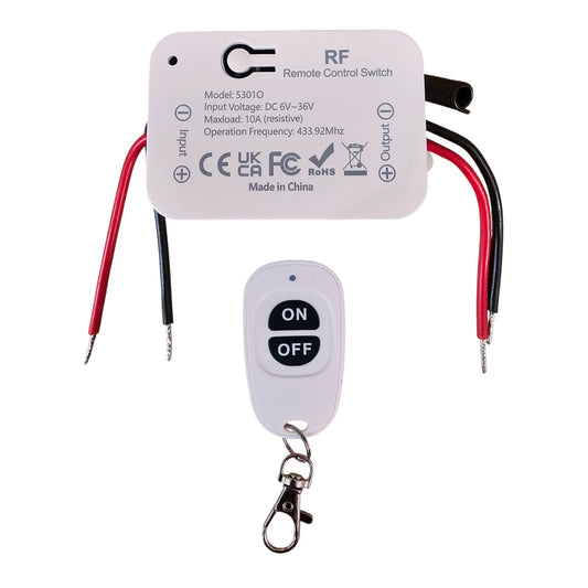 hardwired wireless rf relay control module 6–36v dc for campervan accessory switching