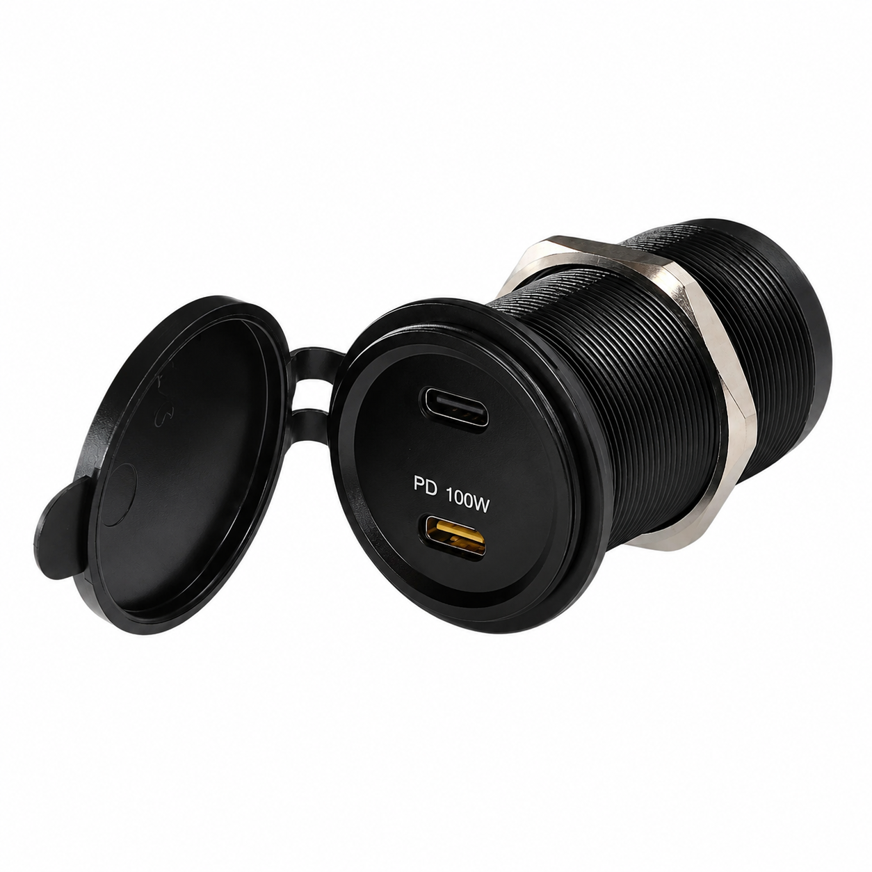 Waterproof dual USB-C socket for off grid vehicle electrical systems and power management