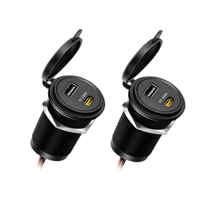 High capacity Treklo USB C and USB A charging socket for compatible electronics in recreational vehicles