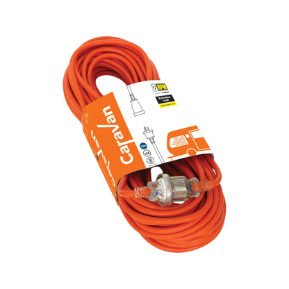 HPM caravan extra heavy-duty 15A power lead 25m orange for caravan, rv, and campervan power connections