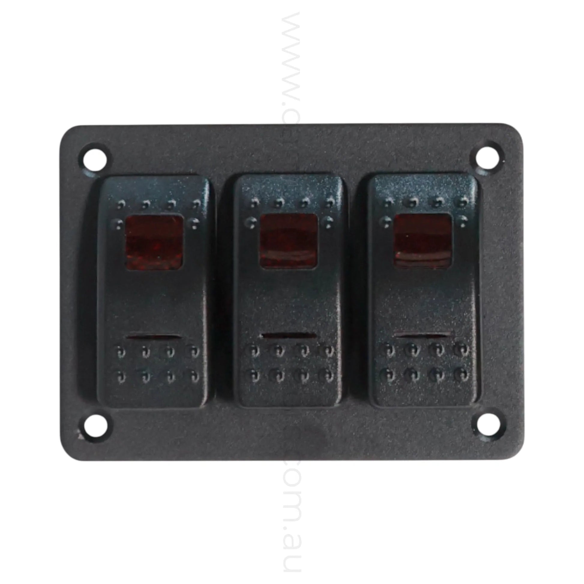dual led 3 way rocker switch panel for rv accessory control and clean dash layouts