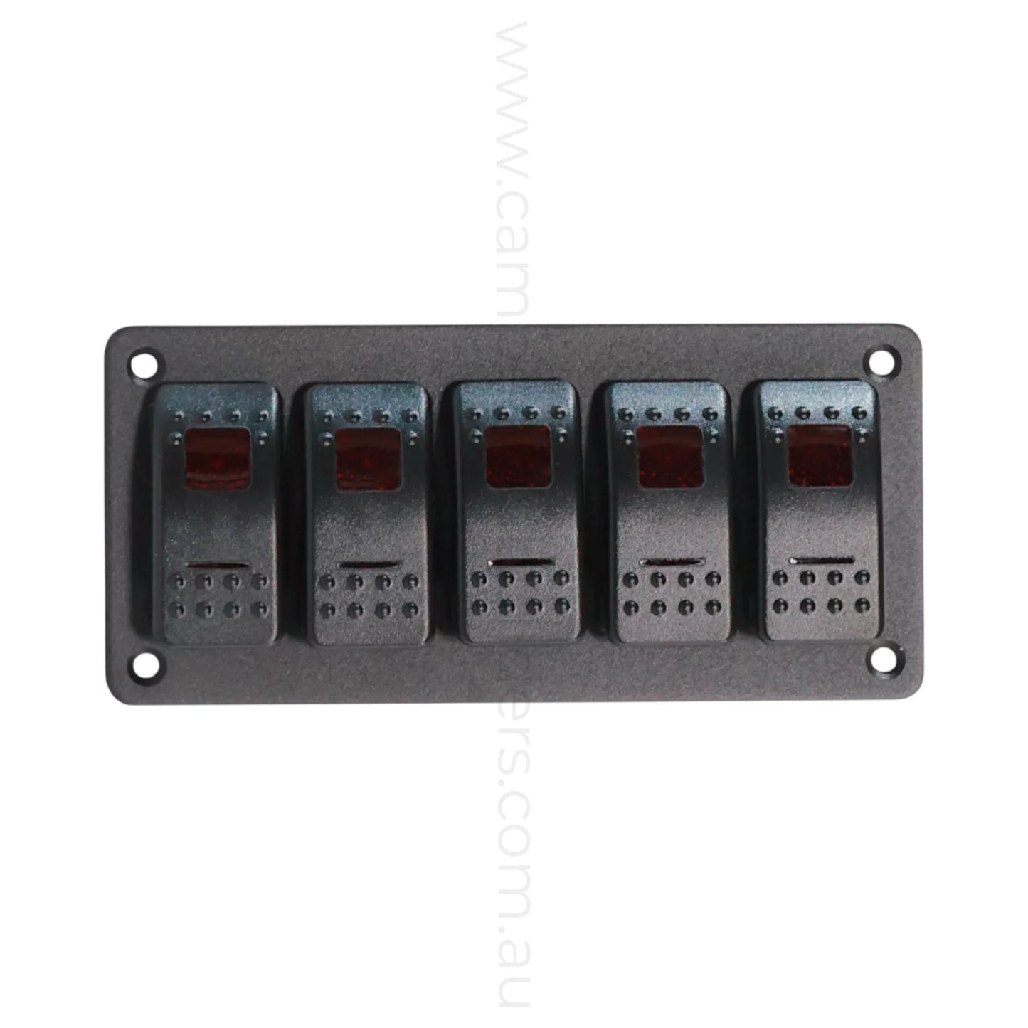 dual led 5 way rocker switch panel for rv accessory control and clean dash layouts