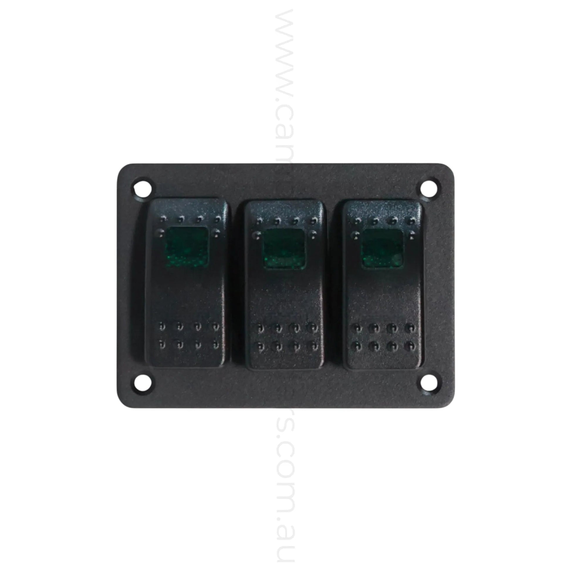 single led 3 way rocker switch panel for rv accessory control and clean dash layouts