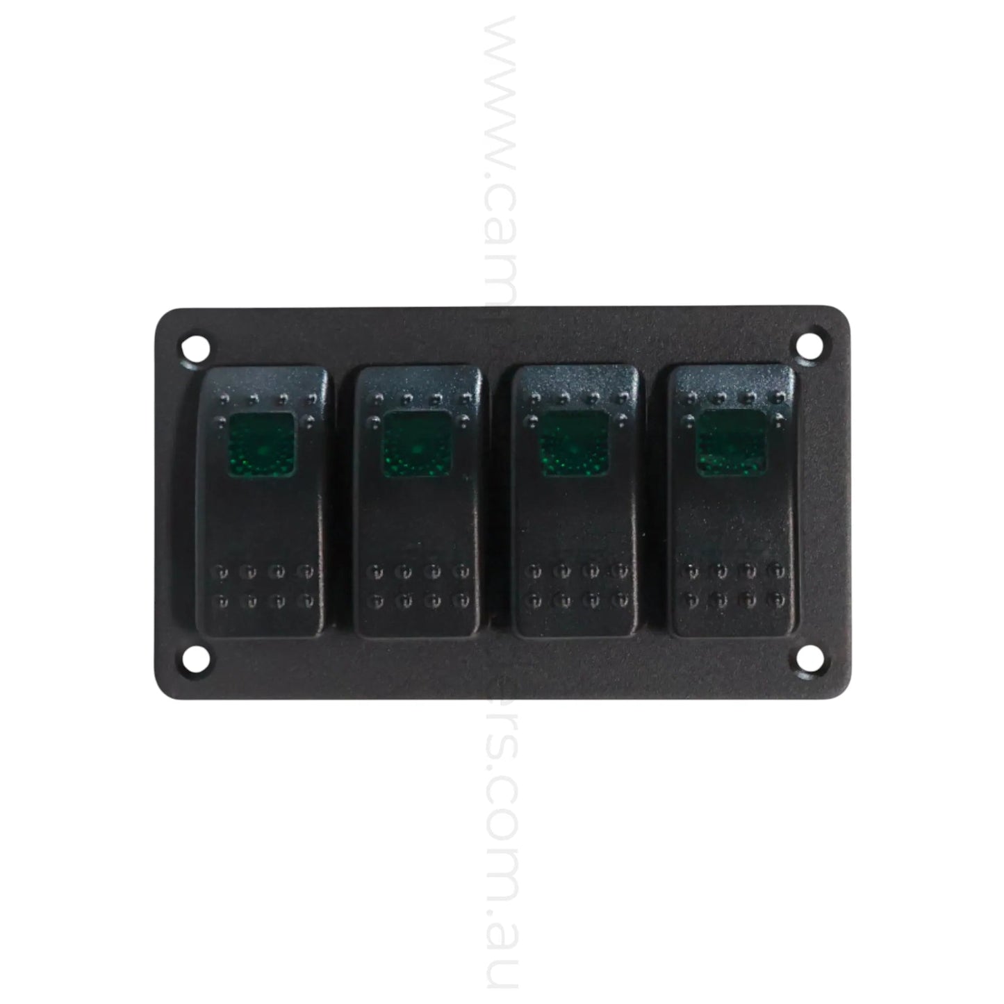 single led 4 way rocker switch panel for rv accessory control and clean dash layouts