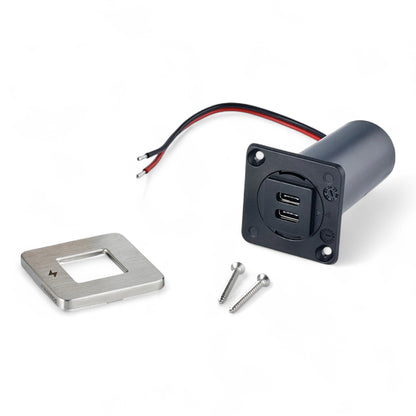 caravan dual usb c interior charger stainless steel