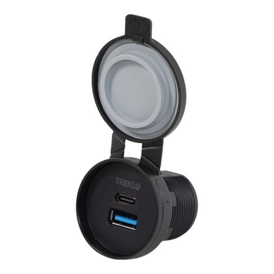 IP67 Waterproof USB A + USBC Charging Socket 12-24v