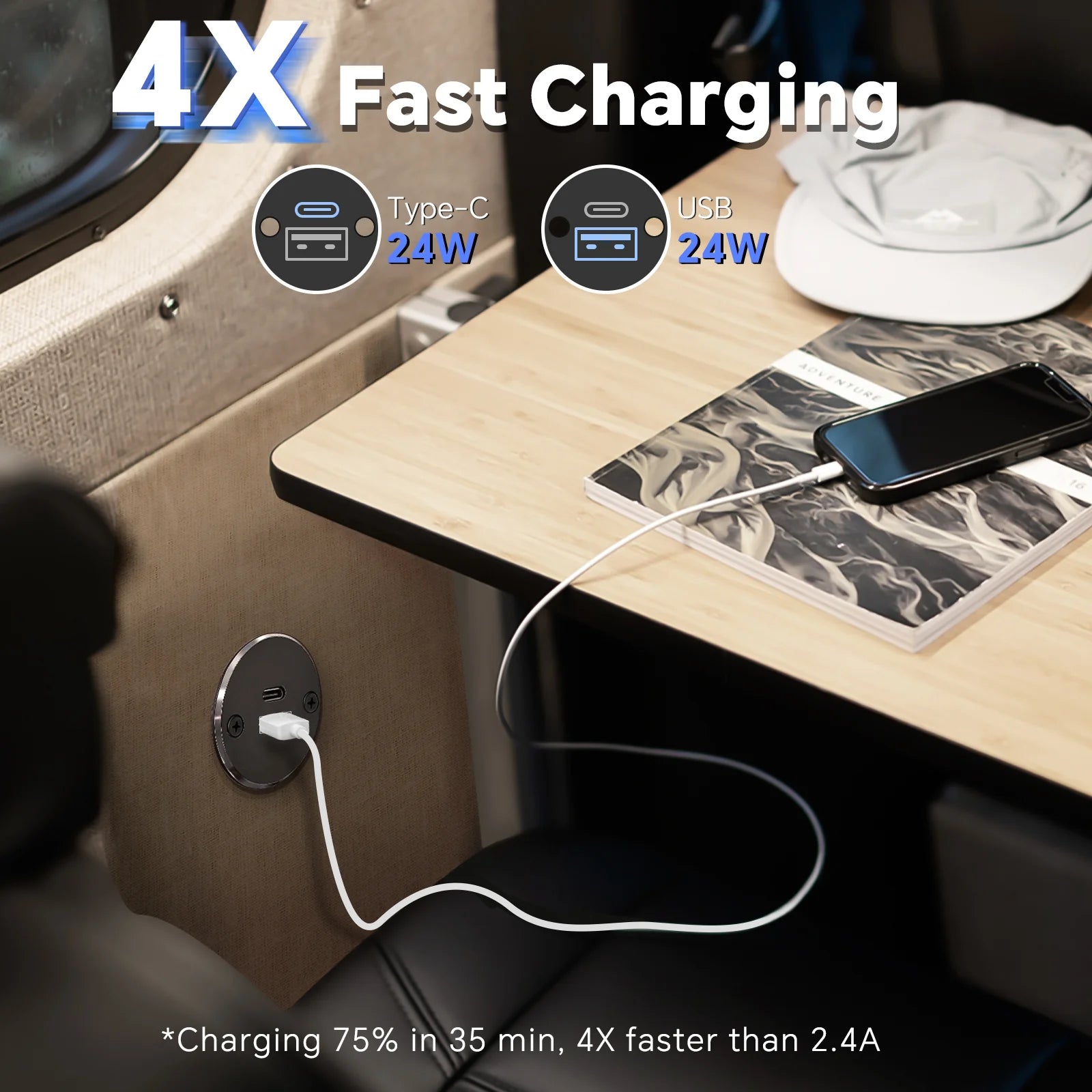 durable aluminium recessed usb power outlet