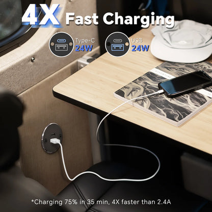 durable aluminium recessed usb power outlet