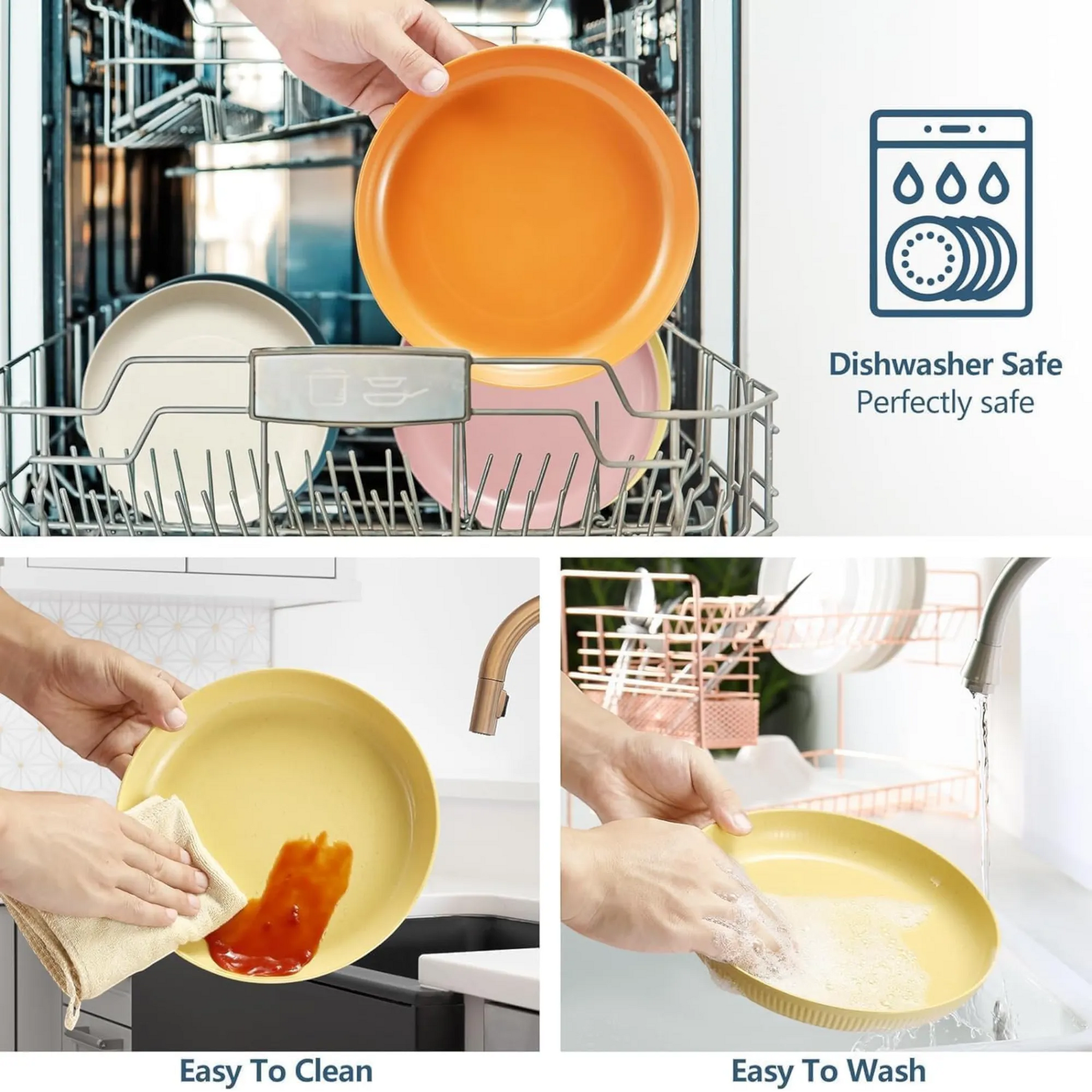 reusable wheat straw dinnerware set for camping, picnics, and outdoor use