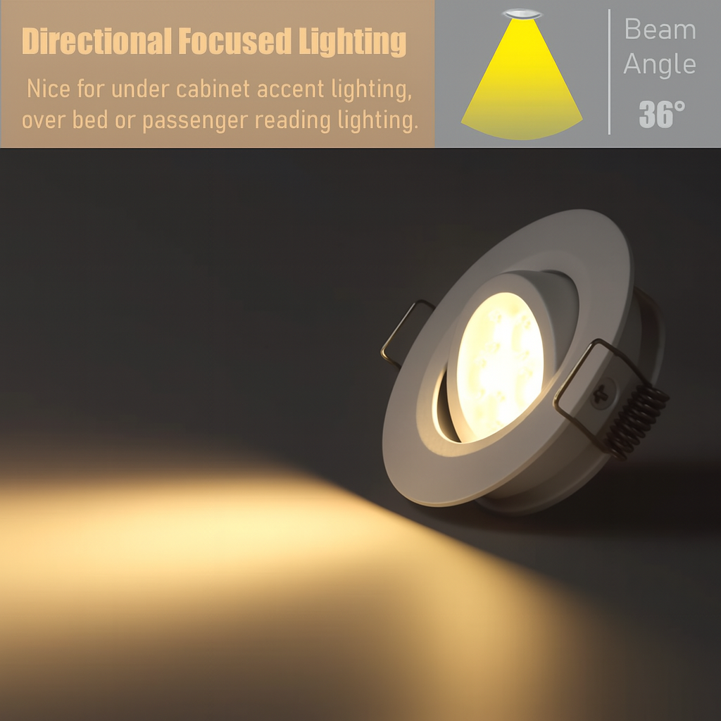 White Swivel Recessed Downlight (2 Pack) – 12V Warm White
