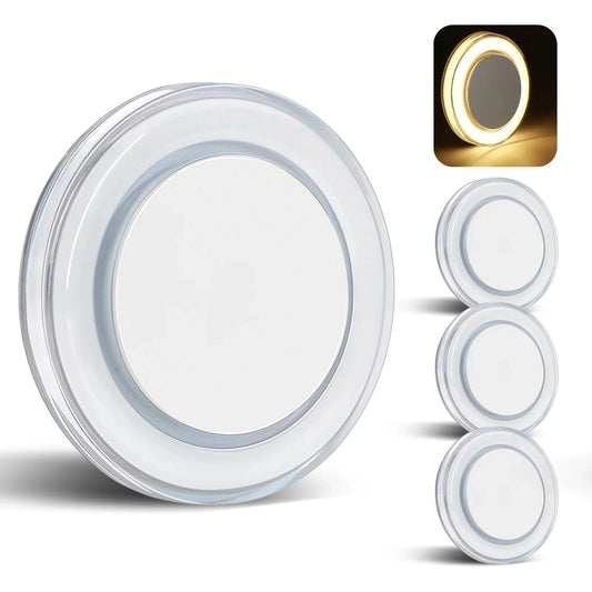 warm white low profile disc lights shown as a set