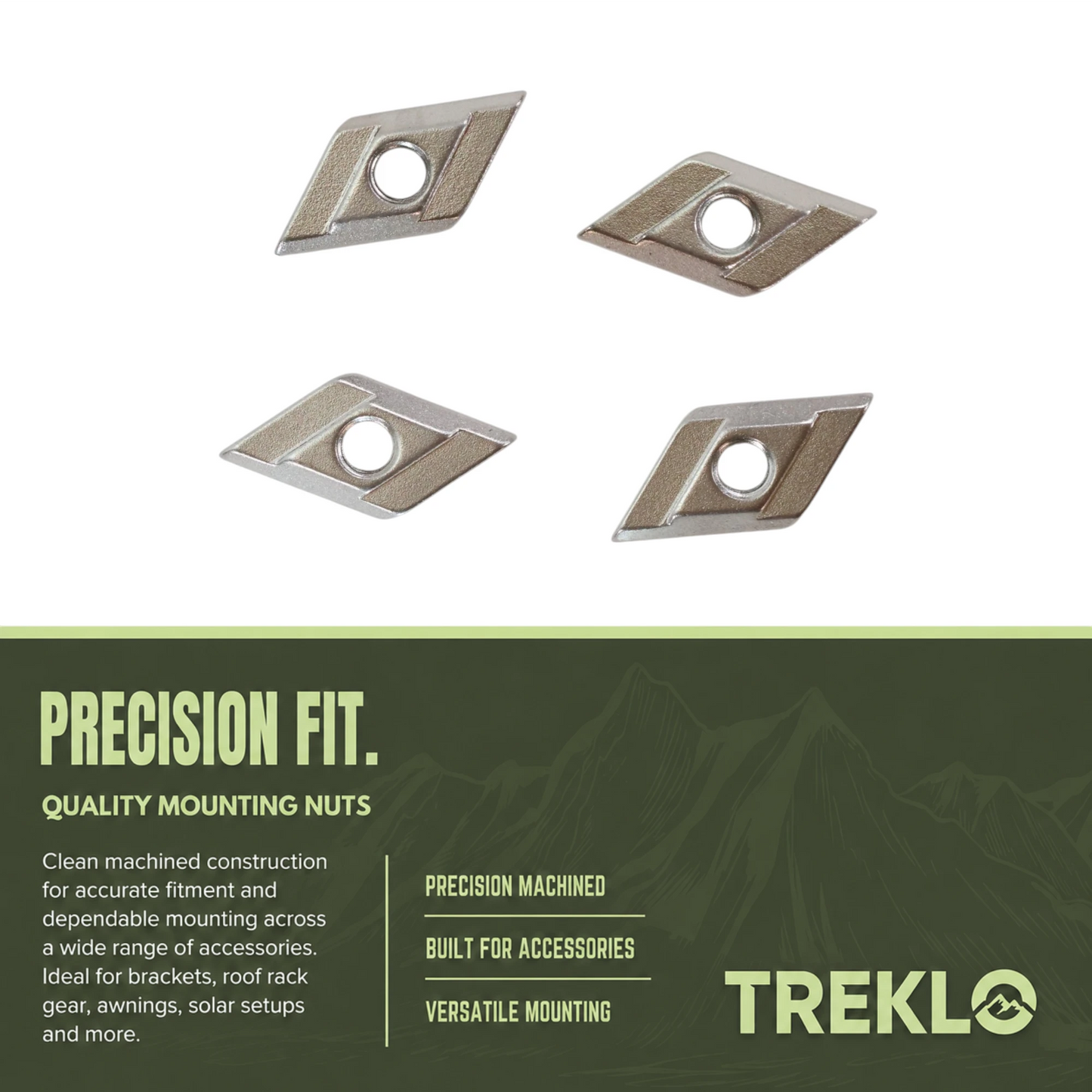 M8 female thread roof rack nuts for compatible fasteners.