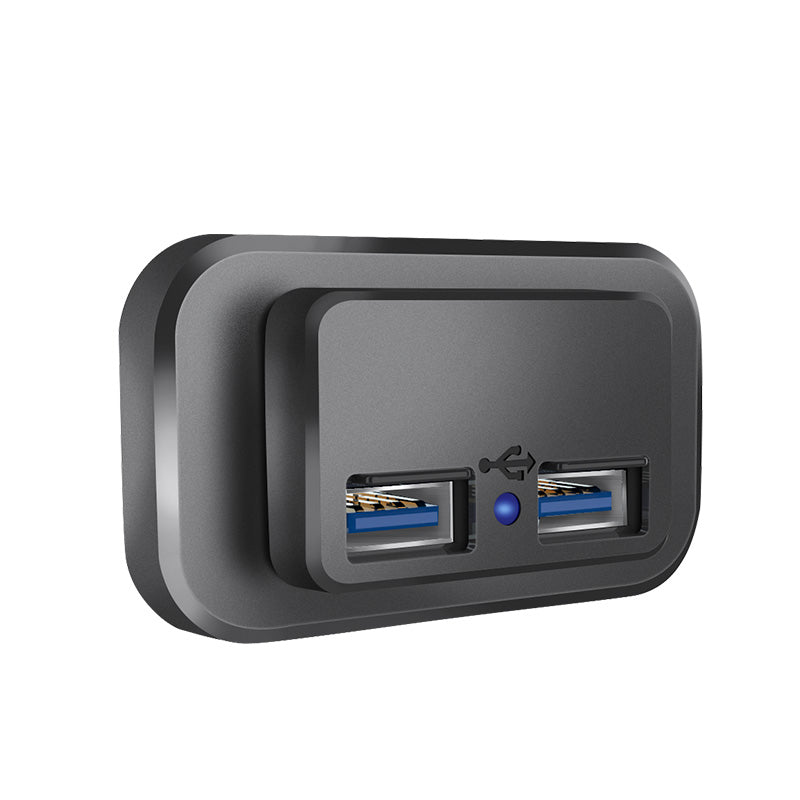 Usb-A Dual Port Black Charger Wall Plate 12V - 24V Usb Ports