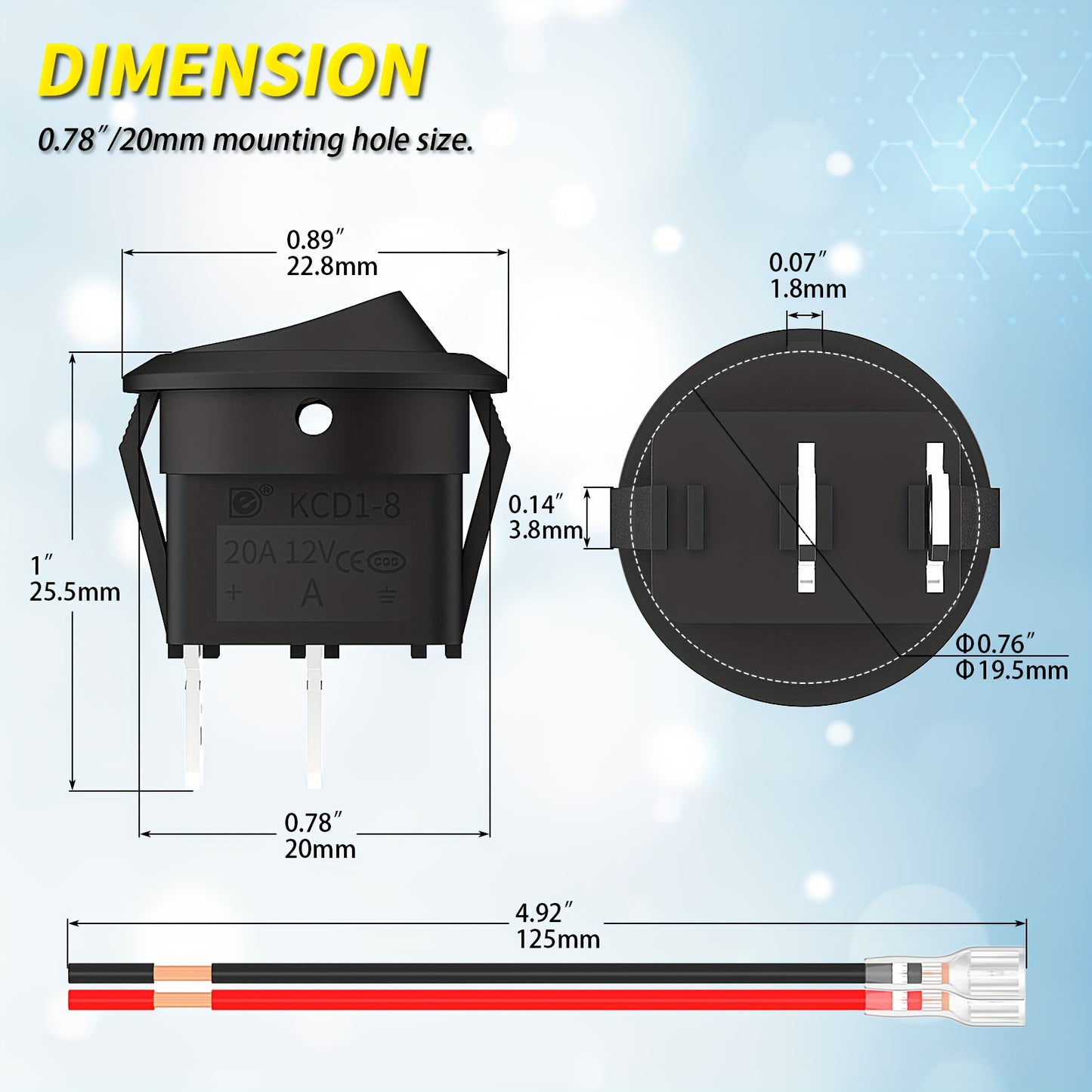 20mm Rocker Switches With On/Off Marking