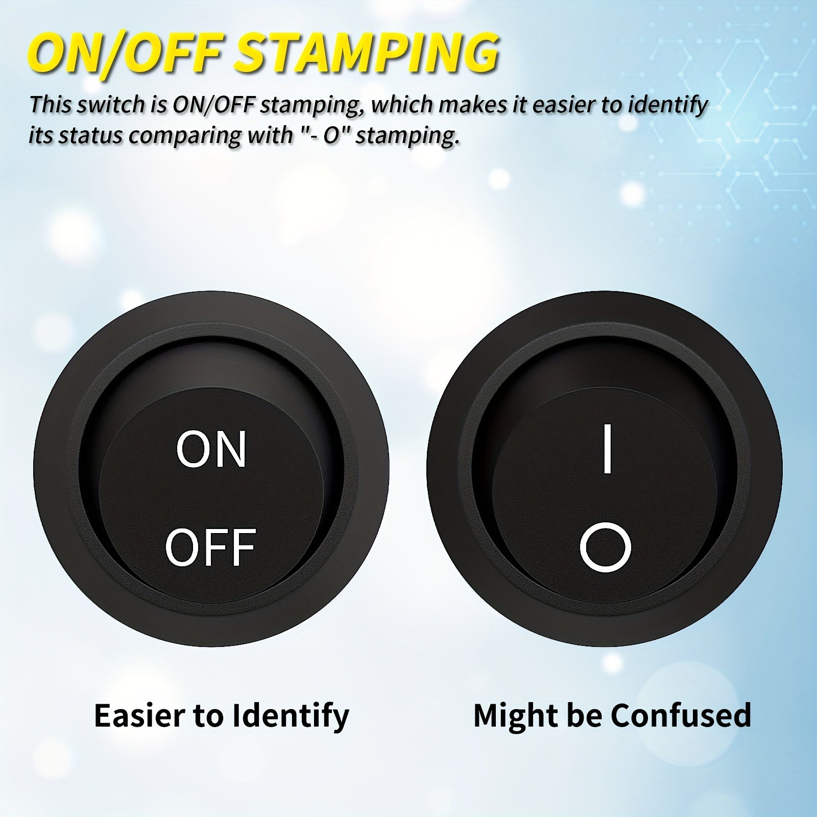 Single SPST 20mm Mini Round Rocker Switch | On/Off Marked 12V ...