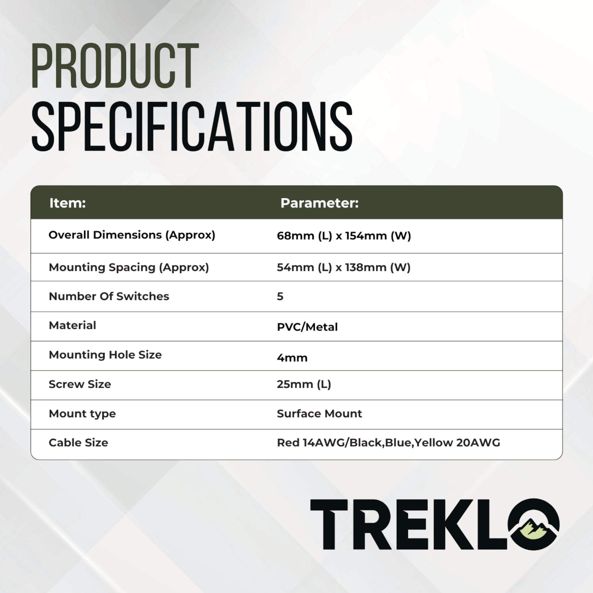 5 way single led rocker switch panel for campervan, caravan, and rv custom dashboards