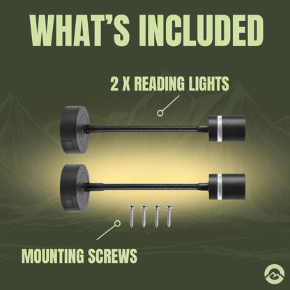 Campervan Evo LED reading lights with flexible positioning and touch dimming