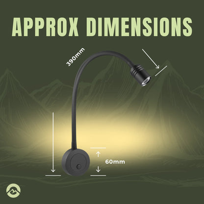 Campervan Pro LED reading light with adjustable brightness and directional beam