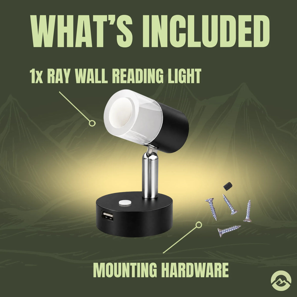 Marine Ray black LED reading light for cabins, bunks, and sleeping areas